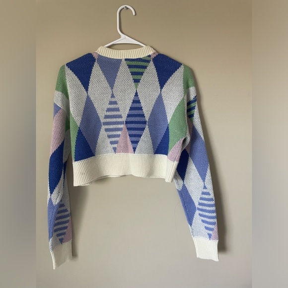 Noisy may Geometric funky Patterned Cardigan in Cream, Blue, Green, and Pink XS - Picture 3 of 10